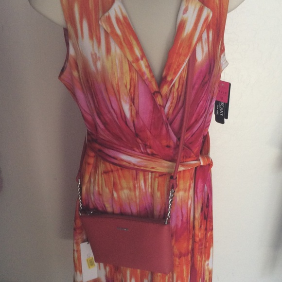 Tuscany Orange and Pink Tie-Dye Dress👗 - Picture 7 of 8